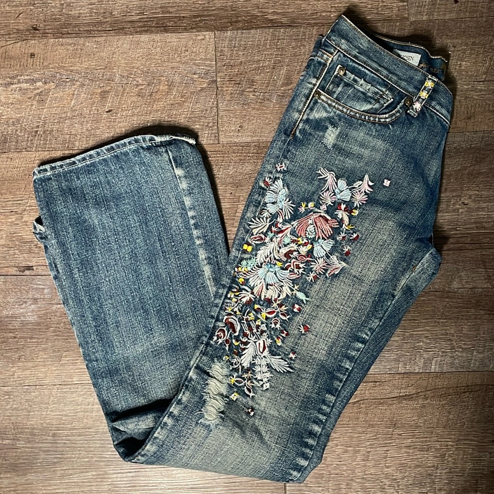 Zac Posen X 7 for all man kind embroidered floral jeans